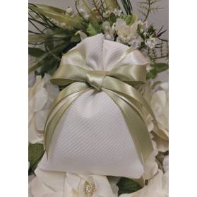 SACCHETTO MATRIMONIO RIGATINO CON NASTRI VERDE SALVIA