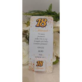 SEGNAPOSTO 18 ANNI CON CIOCCOLATINO ORO E BIANCO