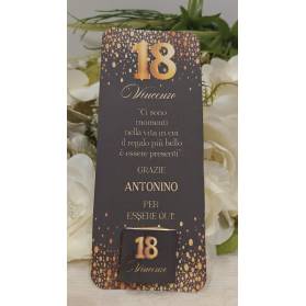 SEGNAPOSTO 18 ANNI CON CIOCCOLATINO ORO E NERO