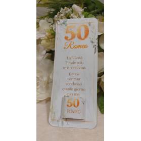 SEGNAPOSTO 50 ANNI UOMO CON CIOCCOLATINO