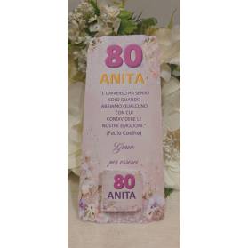 SEGNAPOSTO 80 ANNI DONNA CON CIOCCOLATINO CON ANGOLI TRAFORATI