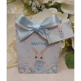 SCATOLINA NASCITA PERSONALIZZATA CONIGLIETTO CON CONFETTI