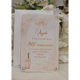 INVITO 80 ANNI DONNA CON ANGOLI TRAFORATI CON BUSTA