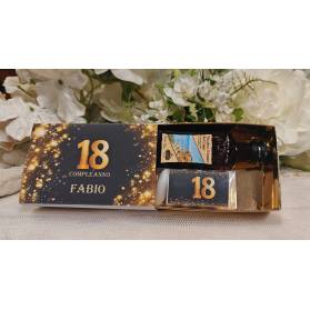 BOMBONIERA 18 ANNI LIQUORE MIGNON CON SCATOLA PERSONALIZZATA