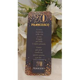 SEGNAPOSTO 70 ANNI UOMO CON CIOCCOLATINO ORO E NERO