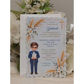 INVITO PRIMA COMUNIONE RAGAZZO CON OCCHIALI