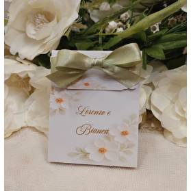 SCATOLINA MATRIMONIO CON CONFETTI FIORI BIANCHI