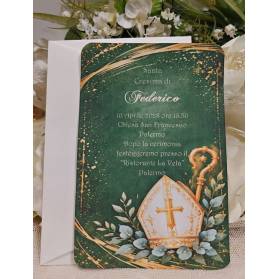 INVITO SANTA CRESIMA VERDE E ORO