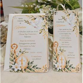 SEGNAPOSTO CRESIMA RAGAZZA VERDE E BEIGE