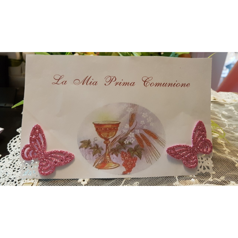 Segnaposto in cartoncino con farfalla per matrimonio o comunione