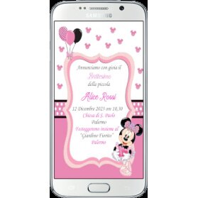 INVITO DIGITALE BATTESIMO MINNIE