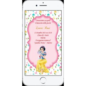 INVITO DIGITALE BATTESIMO BIANCANEVE