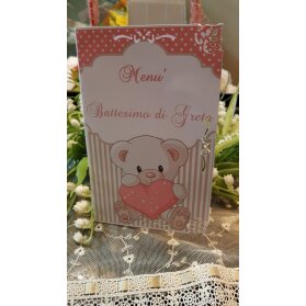 Menù Personalizzato per Battesimo Orsetto Cuore