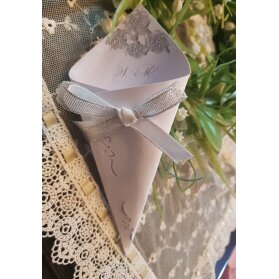 Cono Matrimonio decoro argento con iniziali