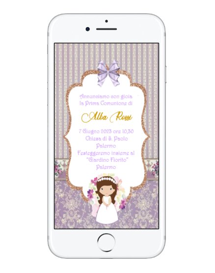 INVITO DIGITALE BALLERINA COMUNIONE IN 12 ORE