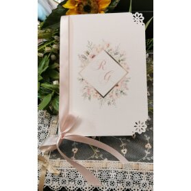 Libretto messa con fiori rosa cipria