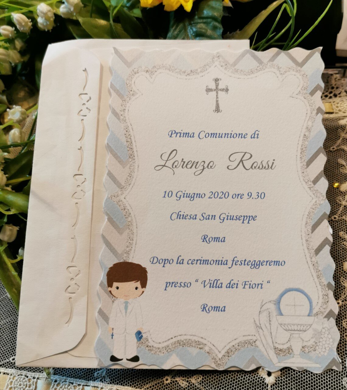 Invito Prima Comunione Ragazzo personalizzato - Bomboniera Chic