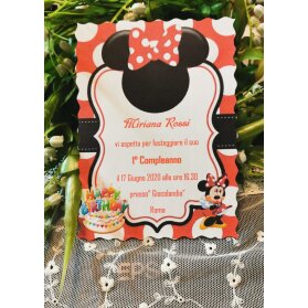 Invito 1 Compleanno con decoro Minnie