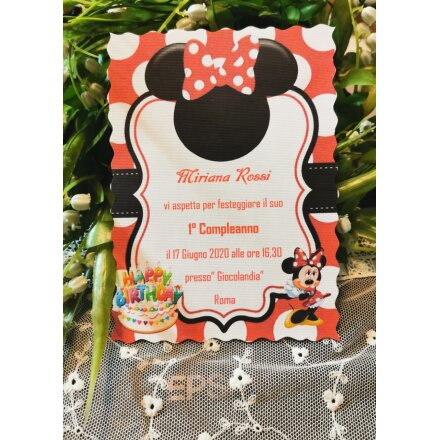 Invito 1 Compleanno con decoro Minnie