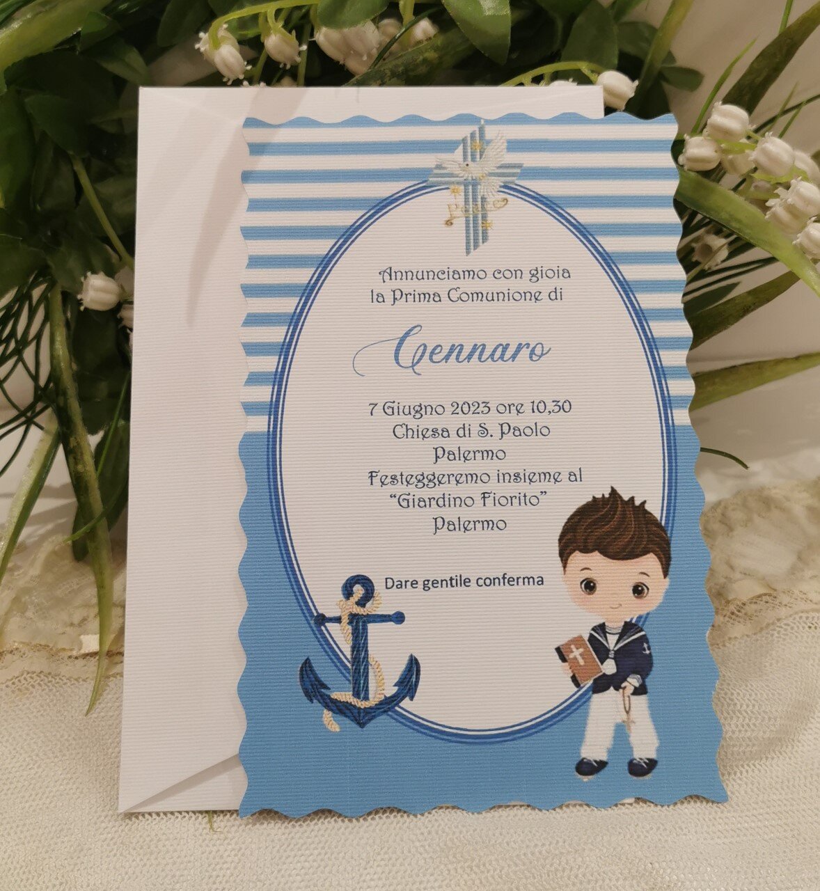 CORMAR INVITO PRIMA COMUNIONE MASCHIO PERSONALIZZATO 30 PEZZI : :  Casa e cucina