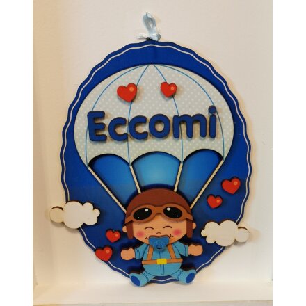 Fiocco Nascita Bimbo con PALLONCINO in legno