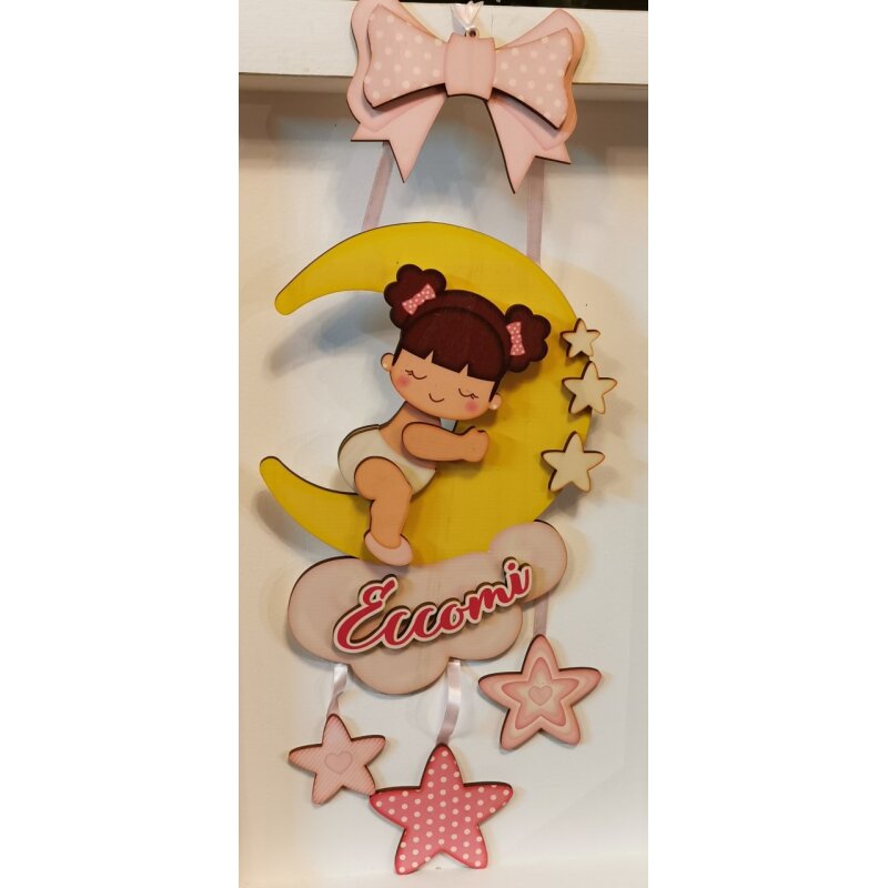 Bomboniera Chic Fiocco Nascita Bimba Sulla Luna