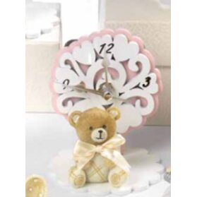 BOMBONIERA OROLOGIO ORSETTO CON CONFETTI
