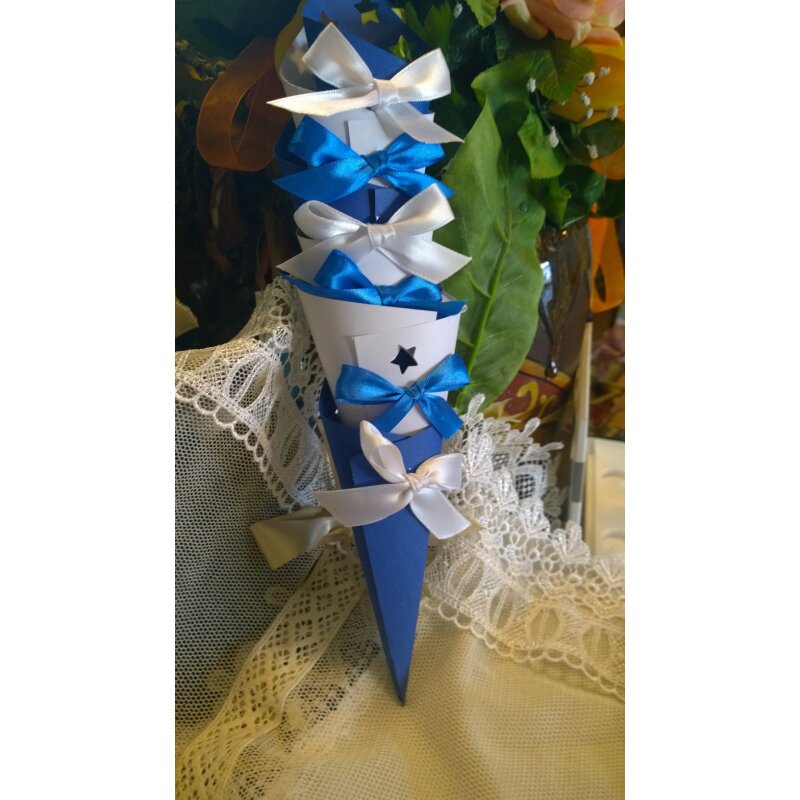 CONO MATRIMONIO BLU E BIANCO - Bomboniera Chic