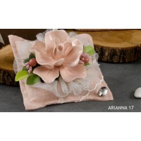 BOMBONIERA CUSCINO CON FIORE PORCELLANA CHERRY AND PEACH