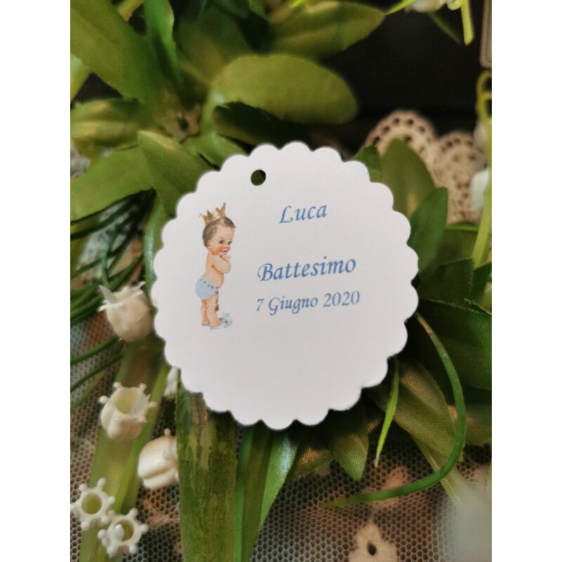 20 PZ Bigliettini bigliettino bomboniera celeste BATTESIMO