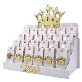 SCATOLINA NASCITA CON CORONA 24 PEZZI CON ESPOSITORE