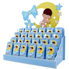 SCATOLINA NASCITA CON BIMBO ESPOSITORE E CONFETTI 24 PEZZI