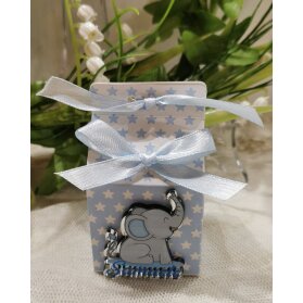 SCATOLINA NASCITA CON ELEFANTE IN PLEXI CON CONFETTI