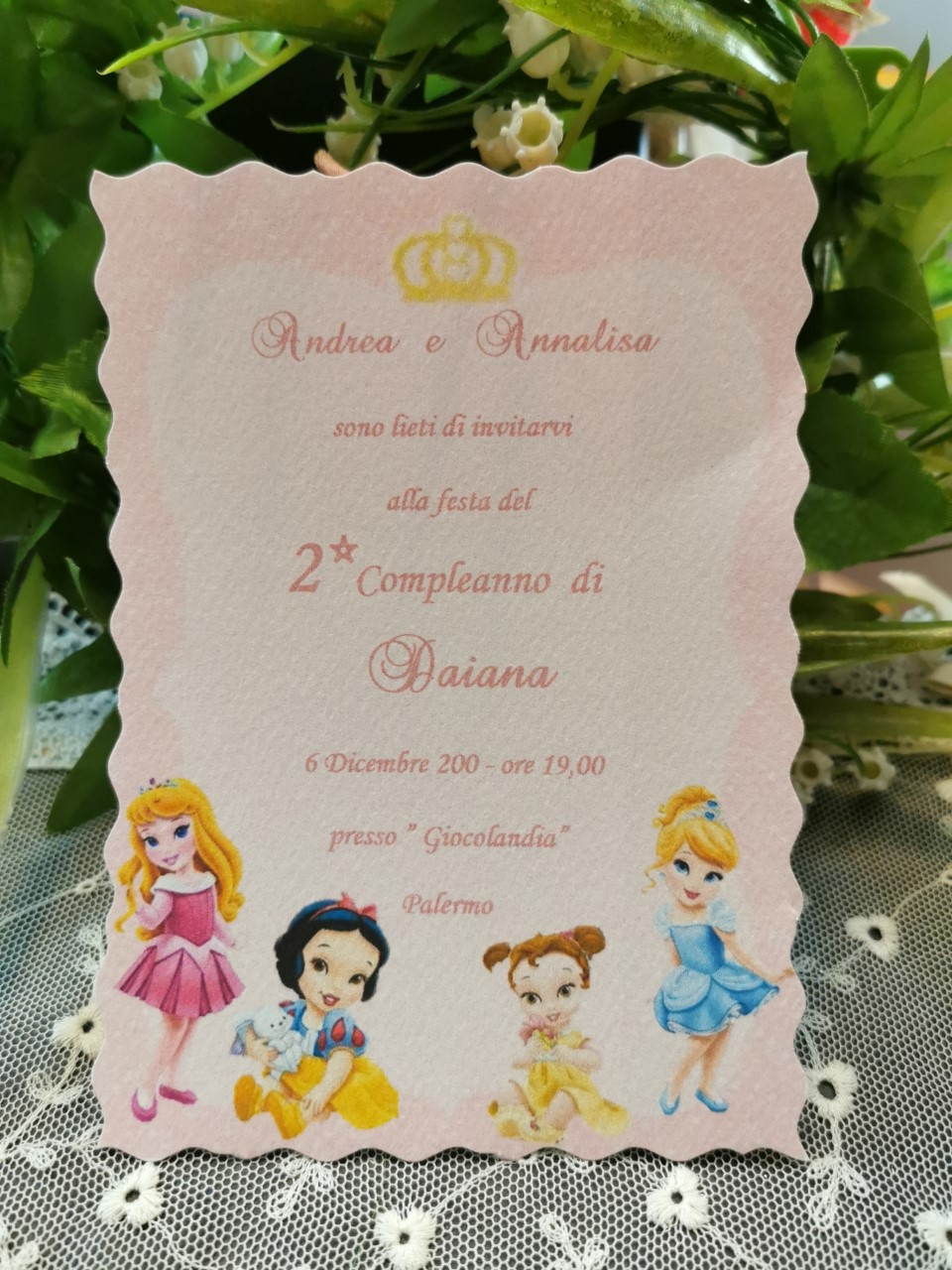 Invito Compleanno Principesse 2 anni - Bomboniera Chic