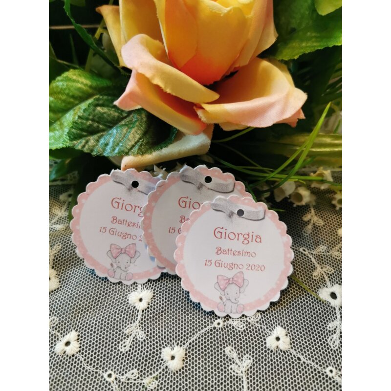 Bigliettino tag fiocco nascita bimba 25-50-100pz - Living